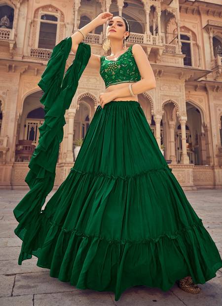 Green Colour Irya New Designer Party Wear Fancy Chinon Lehenga Choli Collection 1206